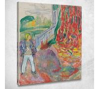 CheQuadro! Donna Dal Passo Della Veranda Edvard Munch, em399 quadro stampato su tela, Fine Art assemblato pronto da appendere 50x40 cm