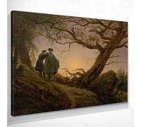 CheQuadro! Due uomini davanti alla luna, Caspar David Friedrich, quadro grande stampa su tela di alta qualità, fine art, intelaiato pronto da appendere cdf22-75x60 cm