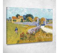CheQuadro! Fattoria In Provenza Vincent van Gogh, vvg212 quadro stampato su tela, Fine Art assemblato pronto da appendere 50x70 cm