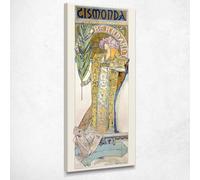 CheQuadro! Gismonda 1894 Alphonse Mucha, amu48 quadro stampato su tela, Fine Art assemblato pronto da appendere 125x50 cm