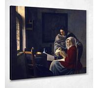 CheQuadro! Il Concerto Interrotto Vermeer Jan quadro stampa su tela JV8, 100x90 cm