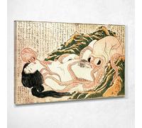 CheQuadro! Il Sogno Della Moglie Del Pescatore Hokusai Katsushika quadro su tela KHK20, 100x70 cm