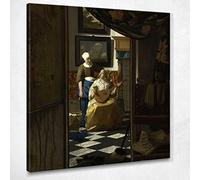 CheQuadro! Lettera D'Amore Vermeer Jan quadro stampa su tela JV25, 40x36 cm