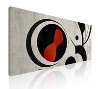 CheQuadro! Quadro astratto moderno orizzontale, decorazione da parete Cerchi Moderni Rosso e Nero intelaiato pronto da appendere absh1-130x60 cm