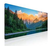 CheQuadro! Quadro lago di montagna, quadro xxl, decorazione da parete, quadro moderno soggiorno, Riflessi del tramonto su un tranquillo lago di montagna mow10-180x70 cm