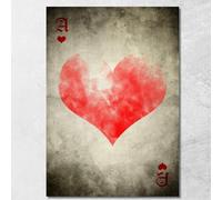 CheQuadro! Quadro moderno soggiorno, camera da letto, decorazione da parete, intelaiato pronto da appendere stile Carte Da Gioco Asso Di Cuori, plc2 quadro stampato su tela 40x30 cm