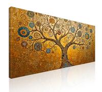 CheQuadro! Quadro moderno soggiorno, quadro grande, Albero Della Vita Spirali Oro E Blu, avt17 quadro stampato su tela pronto da appendere 170x80 cm