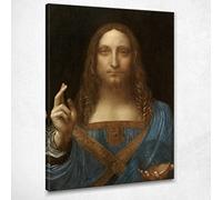 CheQuadro! Salvator Mundi Da Vinci Leonardo quadro pronto da appendere ldv22, 40x30 cm