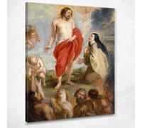 CheQuadro! Santa Teresa D'Avila Intercede Per Le Anime Del Purgatorio Peter Paul Rubens, ppr167 quadro stampato su tela, fine art, assemblato pronto da appendere 40x32 cm