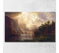 CheQuadro! Tra La Sierra Nevada California Albert Bierstadt, abr4 quadro stampato su tela, fine art, assemblato pronto da appendere 100x60 cm
