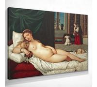 CheQuadro! Venere di Urbino Tiziano, quadro grande stampa su tela di alta qualità, fine art, intelaiato pronto da appendere bsa37-150x105 cm