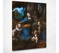 CheQuadro! Vergine Delle Rocce Da Vinci Leonardo quadro pronto da appendere ldv18, 50x70 cm