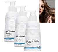 Cheratina Boost Leave-In Conditioner & Revitalizzante Crema lisciante professionale per capelli secchi e danneggiati con collagene e amminoacidi, controllo e levigatura del crespo (3PCS)