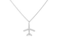 Chereda 925 Argento Carino Volare Aereo Aereo Aereo Pendente Collana Handmade Cubic Zirconia Gioielli Per Le Donne Ragazze Regalo Di Compleanno, Rame, Zirconia cubica