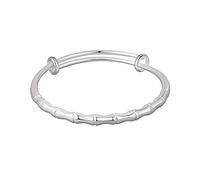 Chereda 925 Sterling Silver Bamboo Open Cuff Bangle&Bracciali Per Le Donne Gils Semplice Regolabile Fascino Braccialetto Delicato Gioielli Minimalisti Handmade, Argento sterling