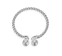 Chereda 925 Sterling Silver Twisted Wire Doppio Palazzo Campana Del Braccialetto Per Le Donne Coppie Adjustanle Aperto Braccialetto Moda Partito Gioielli Regali, Argento, Senza pietre preziose