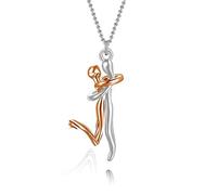 Chereda Affettuosa coppia abbracciare collana con ciondolo per le donne stile punk collana gioielli dichiarazione d'amore regalo di San Valentino, Acciaio inossidabile