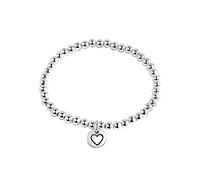 Chereda Braccialetto a forma di cuore in acciaio inox fatto a mano per donne e ragazze elastico regolabile perline catena amore ciondolo dichiarazione gioielli