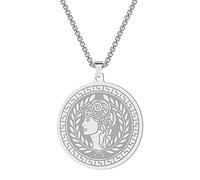 Chereda Collana con ciondolo a forma di Atena, la dea della saggezza, in acciaio inossidabile, per donne, mitologia, greca, regalo di nozze, Acciaio inossidabile