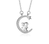 Chereda Collana con ciondolo a forma di coniglio carino in argento Sterling 925 per donne ragazze con zirconia cubica di cristallo animale clavicola catena regalo di compleanno gioielli, Rame