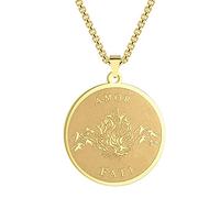 Chereda Collana con ciondolo Amor Fati in acciaio inox per donne e uomini Medaglione Filosofia Memento Mori Stoic Collana, Acciaio inossidabile, Senza pietre preziose