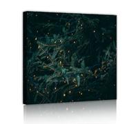 CHERHERART Albero di Natale Tela Stampe Opere d'Arte Murales per Casa Sala Da Pranzo Camera Da Letto Ufficio Verde Botanica Tela Decorazione Della Parete 80x80cm