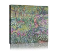 CHERHERART Il giardino dell'artista a Giverny Tela Stampe Opere d'arte Fiori colorati Tela botanica verde Pittura murale per la casa 30x30cm Innerframe