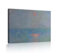 CHERHERART Il ponte di Waterloo, luce del sole nella nebbia Pittura su tela Stampe Opere d'arte Tela onirica Arte della parete Quadri murali per la sala da pranzo di casa 50x75cm Innerframe