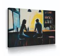 CHERHERART Moderna scena di relax tela di canapa arte della parete urbana sociale immagini stampe astratto artistico poster pittura per vivere casa pranzo 55x85cm innerframe