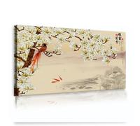 CHERHERART Stampe floreali e su tela di uccelli in stile cinese Opere d'arte Elegante tela bianca di magnolia Decorazione da parete per il soggiorno dell'ufficio 50x100cm