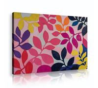 CHERHERART Stampe su tela botaniche moderne Colorful Leaf Pattern Canvas Wall Art per vivere Home Decor Vibrant Plant Poster Pittura Opera d'arte 30x45cm Innerframe