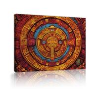 CHERHERART Tela azteca Quadro artistico Stampe circolari colorate Murales di cultura antica Opere d'arte mistiche Decorazioni per la casa per il soggiorno dell'ufficio 40x50cm