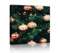 CHERHERART Tela di Natale Arte della parete Immagini dell'albero di vacanza Festivo Golden Bell Canvas Artwork Stampe Murale per sala da pranzo ufficio cucina 50x50cm