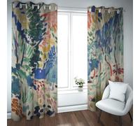 CHERHERART Tende colorate astratte oscuranti Tende rustiche moderne blu verde rossa gialla per la sala da pranzo Set di 2 pannelli 2xB168xH229