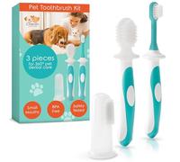 Cherish Pet Care - Kit per la pulizia dei denti del cane, 3 pezzi: spazzolino da dito, spazzolino da denti bifacciale, alito fresco e rimozione della placca
