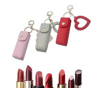 Cherishty Lip Oil Keychain, Lip Oil Keychain - Mirror & Oil2-in-1, Mini Lipstick Case with Keychains & Heart Pendant (3 Pcs-C)
