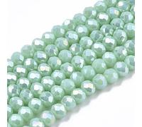 Cheriswelry 10 fili di perline sfaccettate a rondelle, in vetro, 4 mm, placcate in colore AB, perline distanziatrici abaco per la realizzazione di gioielli, bracciali e collane, turchese scuro