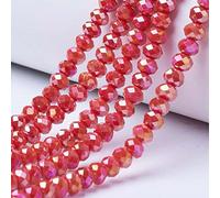 Cheriswelry 10 fili di perline sfaccettate a rondelle, in vetro, 4 mm, placcate in colore AB, perline distanziatrici abaco per la realizzazione di gioielli, bracciali, collane, colore: rosso