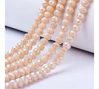 Cheriswelry 10 fili di perline sfaccettate a rondelle, in vetro, 6 mm, placcate colore AB, perline distanziatrici abaco per la realizzazione di gioielli, bracciali e collane, bianco antico