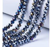 Cheriswelry 10 fili di perline sfaccettate a rondelle, in vetro, 6 mm, placcate colore AB, perline distanziatrici abaco per la realizzazione di gioielli, bracciali, collane, colore: nero