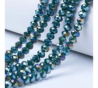 Cheriswelry 10 fili di perline sfaccettate a rondelle, in vetro, 8 mm, placcate in colore AB, perline distanziatrici abaco per la creazione di gioielli, bracciali, collane, color foglia di tè