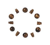 Cheriswelry 10 set di perle naturali in occhio di tigre buddiste Guru con foro a T, perline sciolte tri-foro per braccialetto Mala di Buddha, perline conici per la realizzazione di gioielli