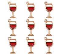 Cheriswelry 100 ciondoli smaltati a forma di calice di vino, color oro chiaro, per gioielli, collane, orecchini, custodie per telefono
