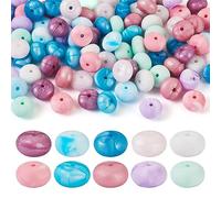 Cheriswelry 100 perline rotonde in silicone in 10 colori, perline rotonde in silicone a forma di abaco, perline in gomma in tinta unita per la creazione di collane fai da te