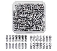 Cheriswelry - 100 set di chiusure a vite in ottone, barilotto, estremità del cordino, placcato platino, per la creazione di braccialetti e gioielli fai-da-te, Foro: 0,5 mm