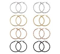 Cheriswelry 16 orecchini a cerchio in acciaio al titanio da 40 mm, 4 colori, rotondi, a forma di anello, perline, per fai da te, orecchini, gioielli, regali