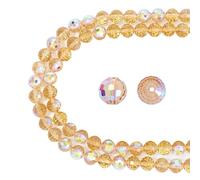Cheriswelry 2 fili di perline rotonde sfaccettate trasparenti in vetro da 10 mm, perline di vetro placcate colore AB, per la creazione di gioielli, verga d'oro