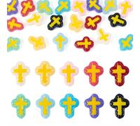 Cheriswelry 20 perline di vetro a forma di croce religiosa, a forma di crocifisso, perline di vetro lavorate a lume di Gesù, distanziatori fatti a mano, per la creazione di gioielli, bracciali