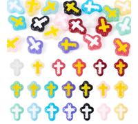 Cheriswelry 20 perline smaltate a forma di croce religiosa smaltate a forma di crocifisso, perline gialle disegnate a mano, per la creazione di gioielli, collane, artigianato fai da te, portachiavi