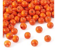 Cheriswelry 200 perline rotonde in legno tinto naturale da 10 mm, perline sfuse distanziali per gioielli e artigianato, foro: 3 mm, corallo